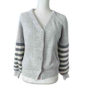 One Grey Day Women's  Grey and White Stripes Cardigan Sweater Size M NWOT